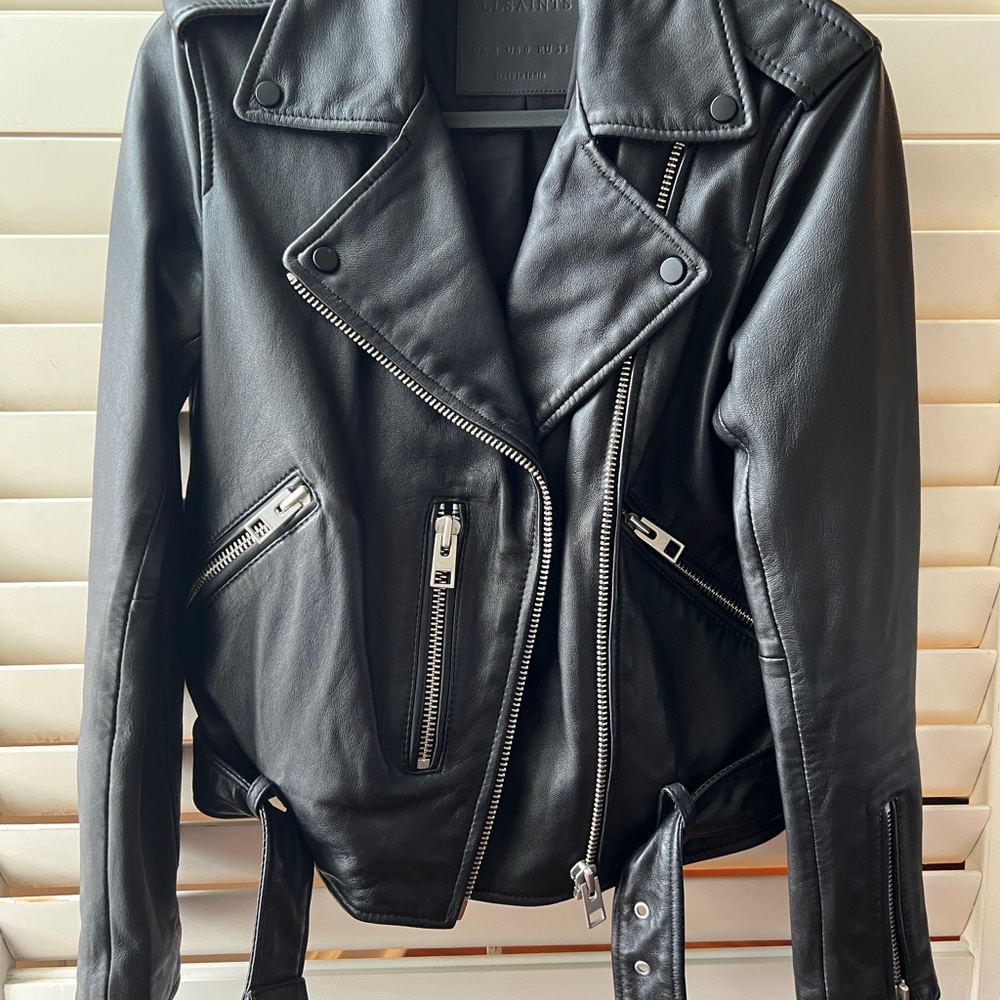 All Saints Black Leather Moto Jacket